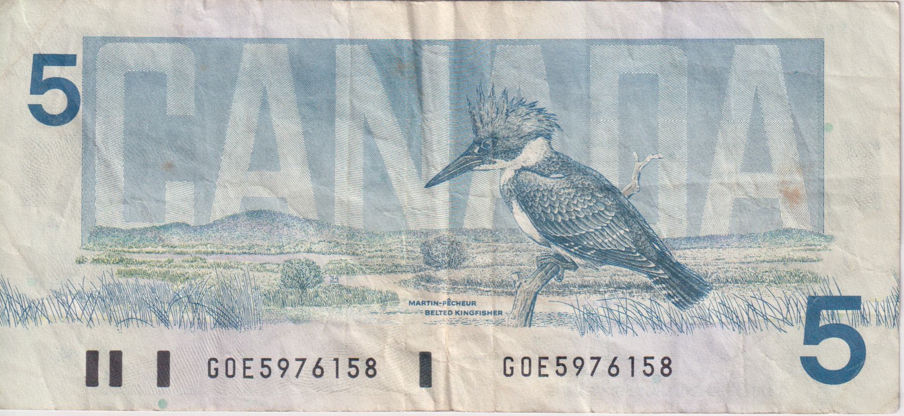 CANADA 5 Dollar 1986 Bonin & Thiessen P95 VF - Image 2