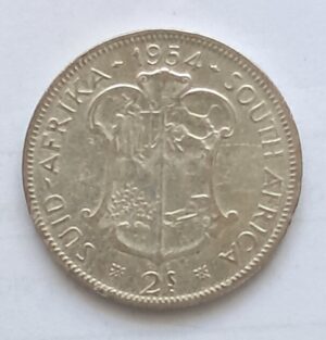 UNION OF SOUTH AFRICA - 2 Shilling 1954, Silver 0.500, Copper 0.500