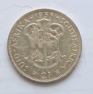 UNION OF SOUTH AFRICA - 2 Shilling 1955, Silver 0.500, Copper 0.50
