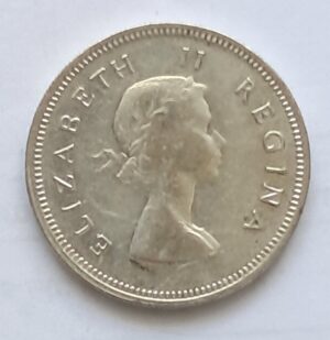 Alternative view of UNION OF SOUTH AFRICA - 2 Shilling 1957, Silver 0.500, Copper 0.50