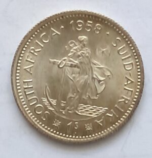UNION OF SOUTH AFRICA - 1 Shilling 1958, Silver 0.500, Copper 0.500