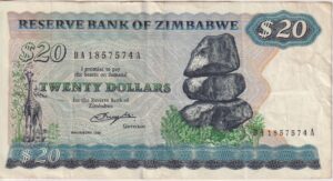 ZIMBABWE $20 Dollars 1980 P-4 VF
