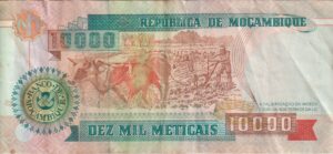 Alternative view of Mozambique 10000 meticais P 137 1991 VF