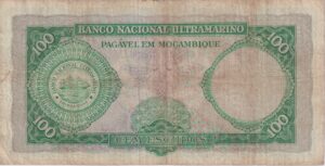 Alternative view of Mozambique 100 Escudos 1961 P119  F (WITHOUT OVERPRINT)