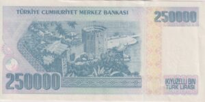 Alternative view of TURKEY 250,000 Lira 1998-2000 P211  A-UNC