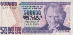 TURKEY 500,000 Lira 1997 P212 VF