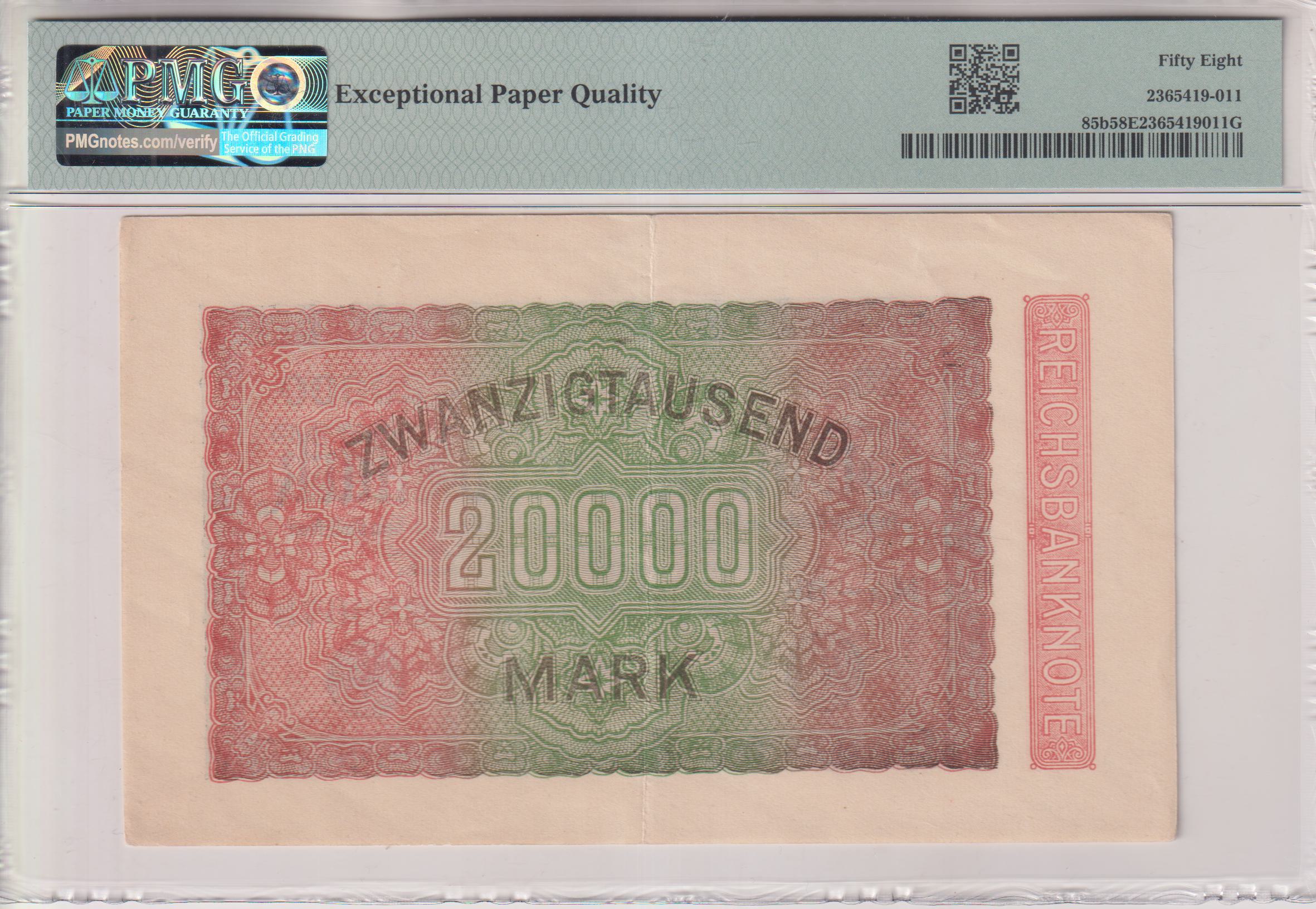 GERMANY 20,000 Mark 1923 P85b Choice About UNC 58 - Grader PMG - Image 2