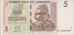 Zimbabwe 5 Dollars 2007 P66  UNC