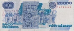 Alternative view of MEXICO 20,000 Pesos 1987 P91 VF