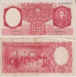 ARGENTINA 10 PESOS (1954-1968) P-270  XF+