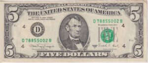 UNITED STATES OF AMERICA - 5 Dollars 1988 P481b XF