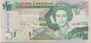 East Caribbean States 5 Dollars 1993 P26g A-UNC (Grenada)