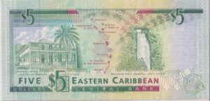 Alternative view of East Caribbean States 5 Dollars 1993 P26g A-UNC (Grenada)