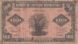 FRENCH WEST AFRICA 100 Francs 1942 P31 VG