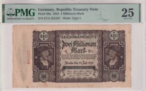 GERMANY 2 Million Mark 1923 P89a  Very Fine 25 - Grader PMG