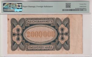 Alternative view of GERMANY 2 Million Mark 1923 P89a  Very Fine 25 - Grader PMG