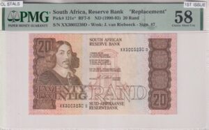 SOUTH AFRICA 20 Rand C.L.Stals 1990-93 P121e Replacement, Choice About UNC - Grader PMG