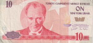 TURKEY 10 New Lira 2005 P218  VF