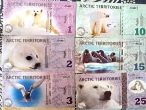 Alternative view of ARCTIC Territories Banknote Set of 14. Beautiful. Read description