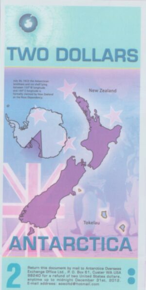 Alternative view of ANTARCTICA $2 Dollar (2008) James Clark Ross - read description