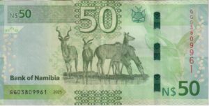 Alternative view of NAMIBIA 50 DOLLARS 2025 P22a Polymer VF